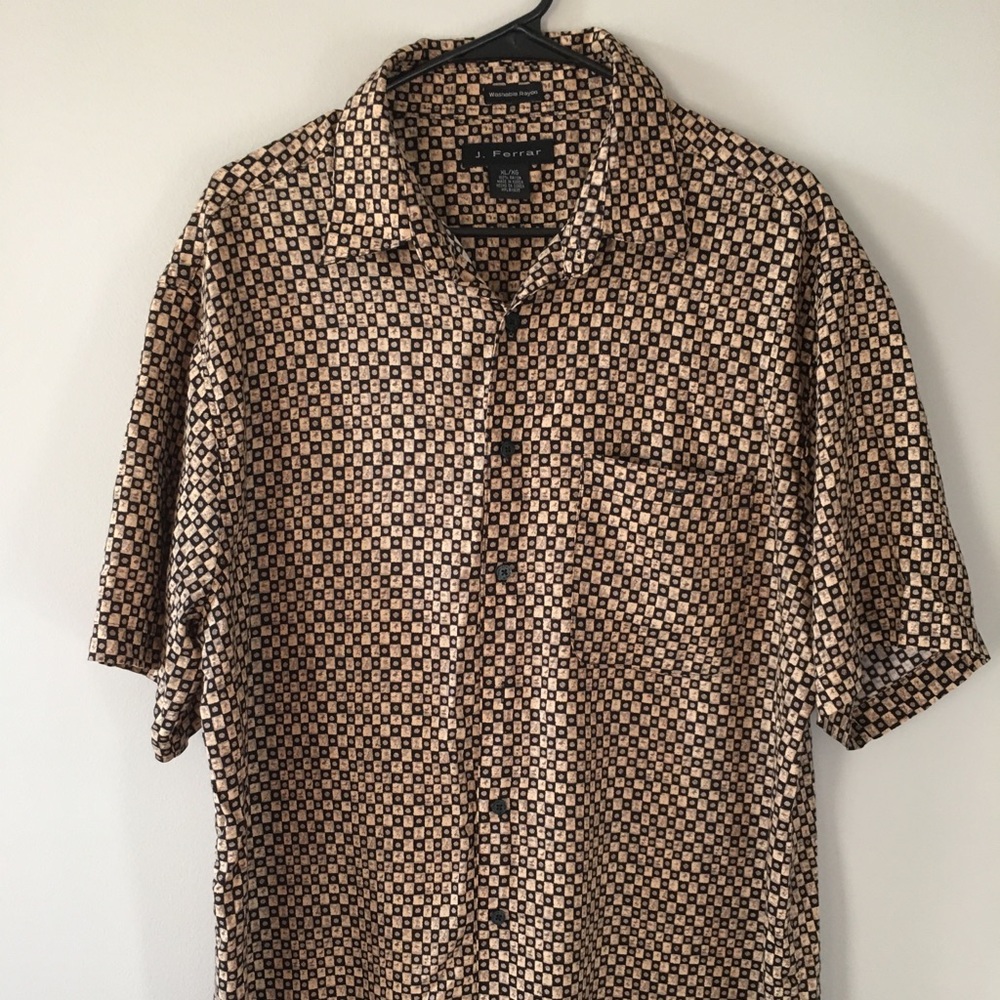 J Ferrar men’s button down short sleeve shirt, XL